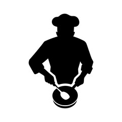 Silhouette of Chef Preparing Food