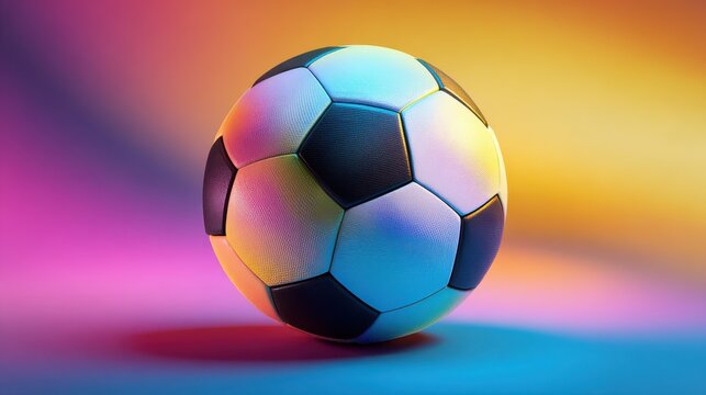 Stunning photo of vibrant Soccer Ball on Gradient Background.