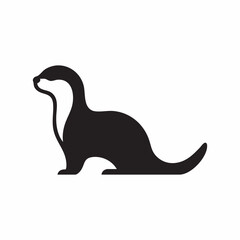 Simple black silhouette icon of an otter
