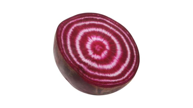 Cross section of a chioggia beet showing concentric red and white rings isolated on transparent background - Powered by Adobe