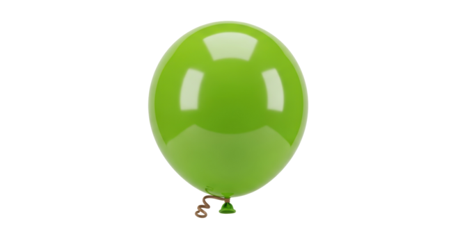 Shiny green balloon PNG isolated on transparent background, festive party decoration for birthday celebration and event design