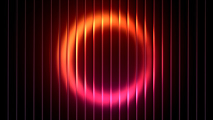 Radiant neon light shining through a textured glass panel, creating a vivid abstract background with dynamic color and light refraction.