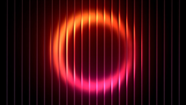 Radiant neon light shining through a textured glass panel, creating a vivid abstract background with dynamic color and light refraction.