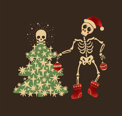 Skeleton Decorating Christmas Tree
