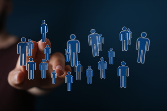 Concept of global connection, people network, teamwork, social media, leadership, and digital technology. Busin - Powered by Adobe