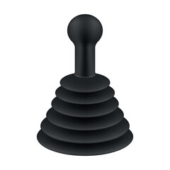 Illustration of a plunger on a white background, used for cleaning and plumbing work in bathrooms and kitchens.