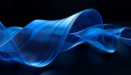 Abstract Blue Ribbon Swirls On Black Background Ribbons Design Flowing