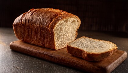 golden brown crust airy interior artisan bread slice on wooden board recipe craft