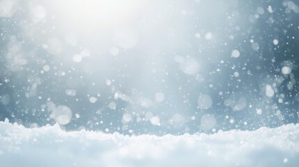 Naklejka premium Snowy Winter Scene with Falling Snow and Soft Light.