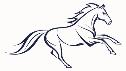 Illustration of a horse in a dynamic pose with flowing mane and tail in a minimalist line art style
