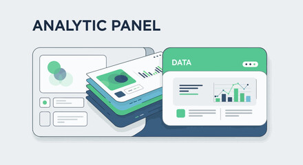 Modern analytic panel design for business dashboard visualizations and data driven decision making, perfect for digital marketing analytics and reporting