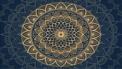 Elegant golden mandala design for yoga studios, meditation centers, or spiritual retreats, a harmonious pattern inspiring peace, balance, and inner harmony