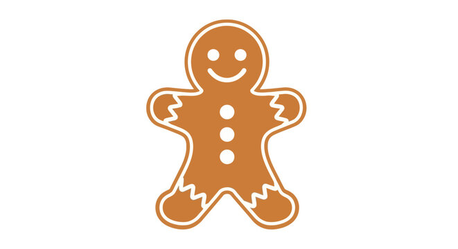 Classic gingerbread man cookie with decorative icing, a festive and cheerful symbol for holiday baking, Christmas, and winter celebrations - Powered by Adobe
