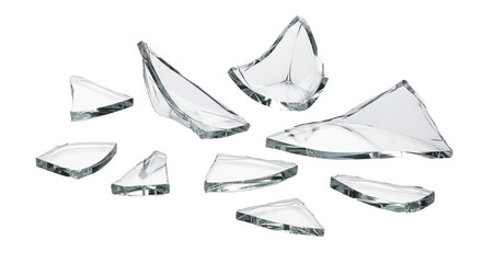 Scattered clear broken glass pieces on a transparent background PNG image PNG file