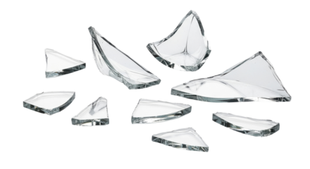 Scattered clear broken glass pieces on a transparent background PNG image PNG file