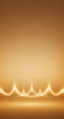 Abstract vertical background in warm golden and amber tones, featuring symmetrical, flowing light lines creating elegant arches at the bottom. Excellent template for luxury branding, cosmetics.
