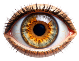 Detailed Human Eye Illustration with Visible Iris Texture, Close-Up Front View, isolated