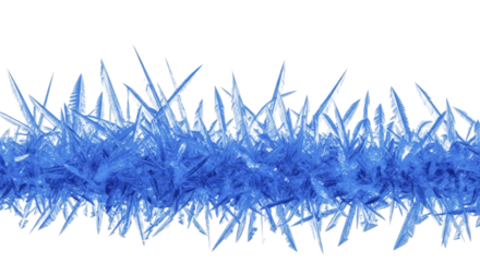 Blue ice crystals forming a frosty spike border on a transparent background PNG image