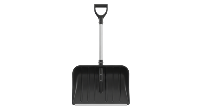Durable snow shovel with D-handle on a transparent background PNG image for winter cleanup