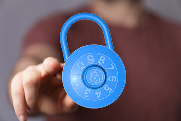 Concept of cybersecurity, data protection and digital security represented with a padlock symbol. Illustration