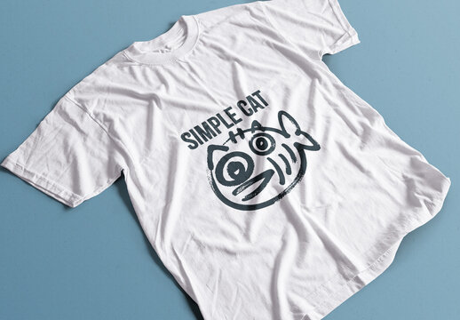 Minimal Cat Line Art T Shirt Design