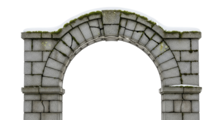  Snow covered stone archway with moss on a transparent background PNG image PNG file