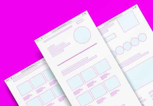 Wireframe Layout Template with Neon Accents