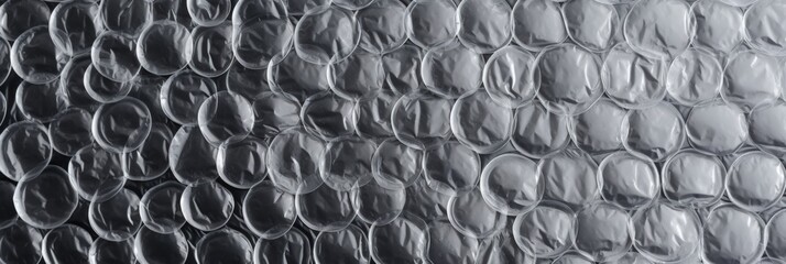 A textured surface of bubble wrap, showcasing a grid of circular air pockets, ideal for packaging and stress relief.