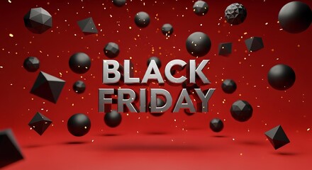 Black Friday 3D Abstract Red and Black Background
