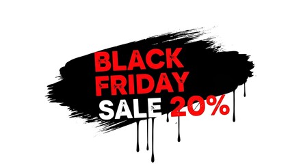 Black Friday Sale 20% Text with Paint Brush Style