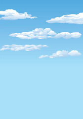Clear Blue Sky with Soft White Clouds Background Illustration