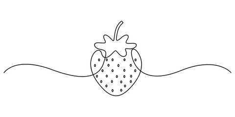 Strawberries continuous one line drawing minimalist style vector illustration