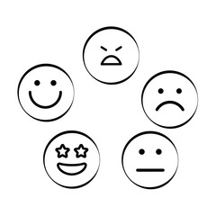 Black and White Emoji Vector Set: Faces and Emotions