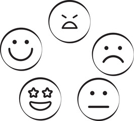 Black and White Emoji Vector Set: Faces and Emotions