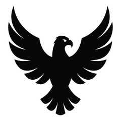 Fototapeta premium A powerful black silhouette of an eagle with its majestic wings fully spread, symbolizing freedom, strength, and vision, captured in a striking pose, isolated on