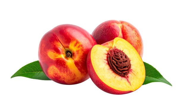  Dual Nectarine Compositions Representing Ripe Summer Fruit – isolated on transparent background