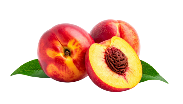  Dual Nectarine Compositions Representing Ripe Summer Fruit – isolated on transparent background