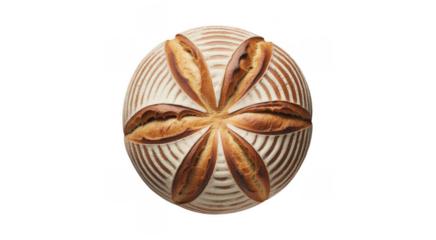 Round Sourdough Bread with Six Petal Scoring isolated on a transparent background