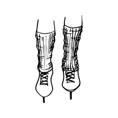 Female feet in skates with Skate Boot Covers - narcissistic hand drawn illustration