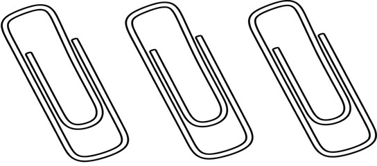 Set of Three Paper Clip Vector Line Icons, Representing Office Supplies, Document Attachment, Organization, and Stationery for Business Concepts