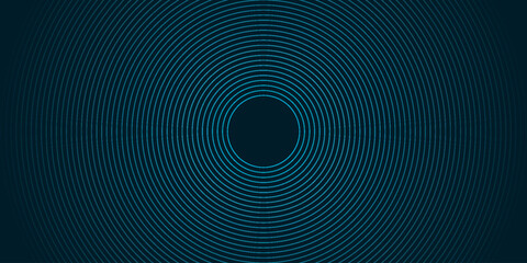 Dark green abstract background with dynamic glowing circle lines. Minimalist and modern background concept for covers, banners, brochures, presentations and certificates. EPS. 3