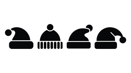 Set of Santa hat icons simple flat vector glyph design isolated on white background for Christmas and winter holiday design
