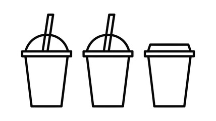 Set of disposable cup icons simple line vector design perfect for cafe menus and mobile app elements isolated on white background
