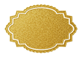 Golden glitter ornate frame PNG isolated on transparent background, decorative label design element...