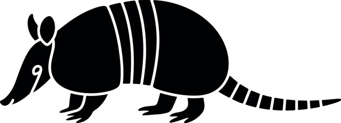 Black armadillo silhouette walking animal