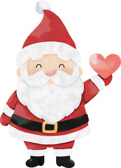 Cute Santa Claus Watercolor Clipart Set | 12 Christmas Santa Illustrations | Holiday PNG Bundle