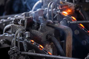 Hot Metal Chain Link Welding in Industrial Machine