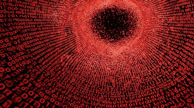 DDoS Attack Visualized as an Exploding Wave of Binary Numbers With a Dramatic Network Overload Effect