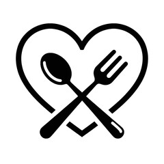 Heart Shape with Crossed Spoon and Fork