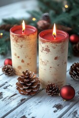 Second Sunday of Advent - Light the second red candle of the Advent wreath. Christmas or Advent background with text space.